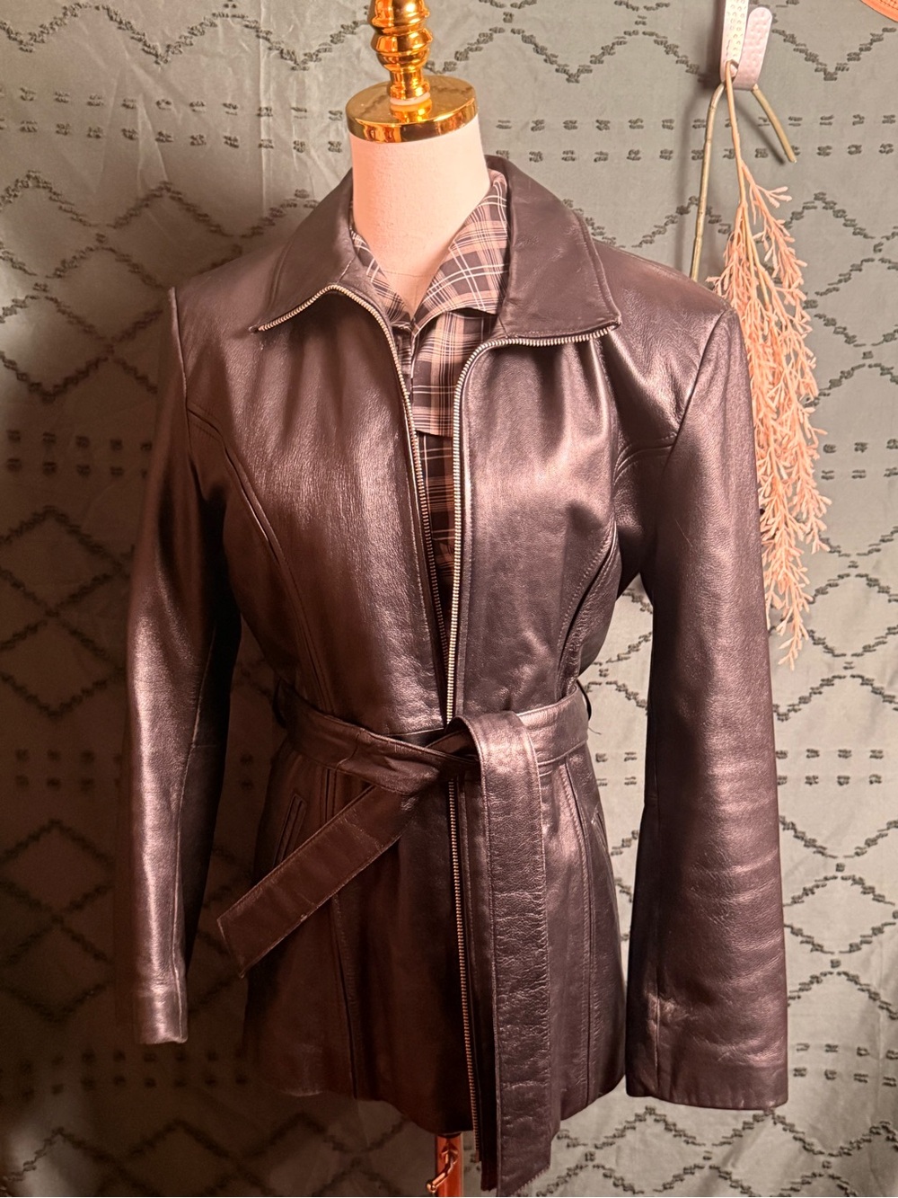 Wilsons Leather Black Belted Leather Jacket